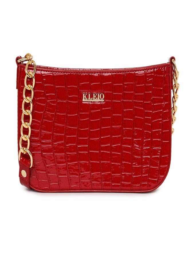 KLEIO Womens' Chic Style Everyday Shoulder Handbag With Zip Closure (HO8025KL-CH)(CHERRY) - Image 1